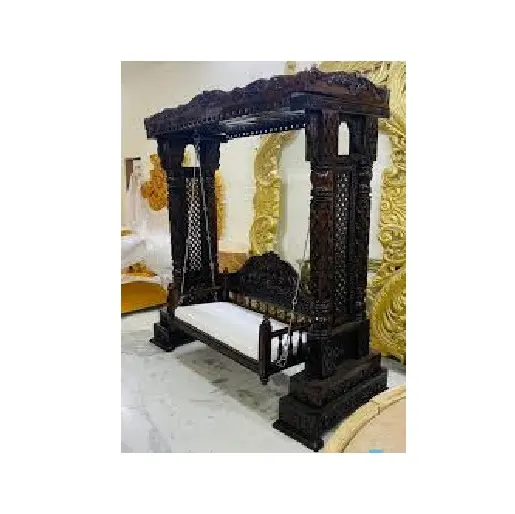 Home Decor Brown Dark Tone Finish Teak Jhoola Buy Indian Traditional Wooden Jhula Antique Wooden Hand Carved Indoor Swing