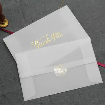 Impression personnalisée de cartes d'invitation de mariage enveloppe de couverture papier calque blanc rouleau de papier vélin translucide