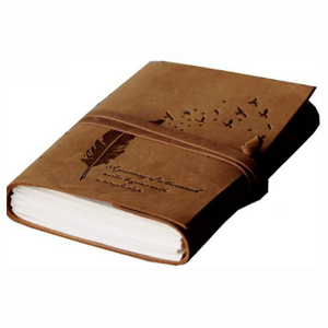 Handmade Antique-Style Leather Promotional Notebook for Men Inspired Quote Leaf Embossing Bound <strong>Notepad</strong> for Gift Giving Writing - Product Image 5