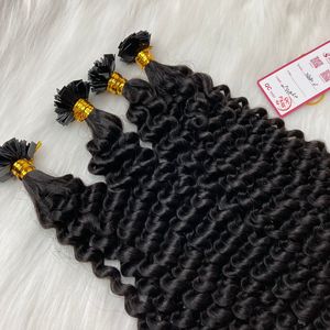 En çok satan Kink kıvırcık derin kıvırcık i-ucu Keratin İpucu Microlink doğal uzatma insan saçı postiş hayır arapsaçı hiçbir dökülme