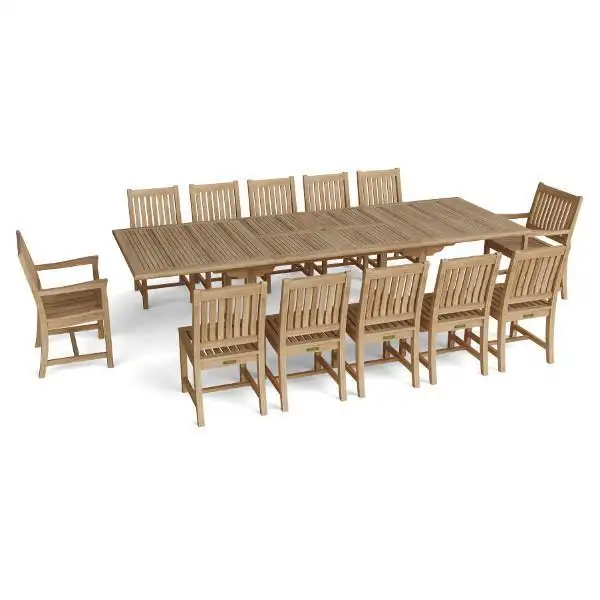 Juego de mesa de comedor de madera de teca sólida para exteriores, conjunto de silla y mesa de comedor de alta calidad para 6 muebles en oferta