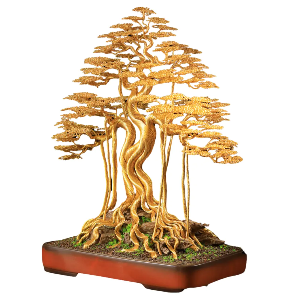 Bonsaï spécial Offre Spéciale bonsaï couleur or bonsaï fait main pour la décoration fabriqué au Vietnam arbre porte-bonheur intérieur