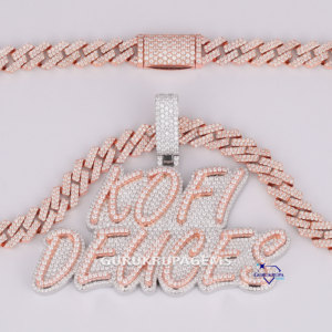 El işi özel Bling 14KT altın iki ton Lab yetiştirilen elmas mektup kolye buzlu Out küba Link zinciri ile herhangi bir fırsat - Product Image 5