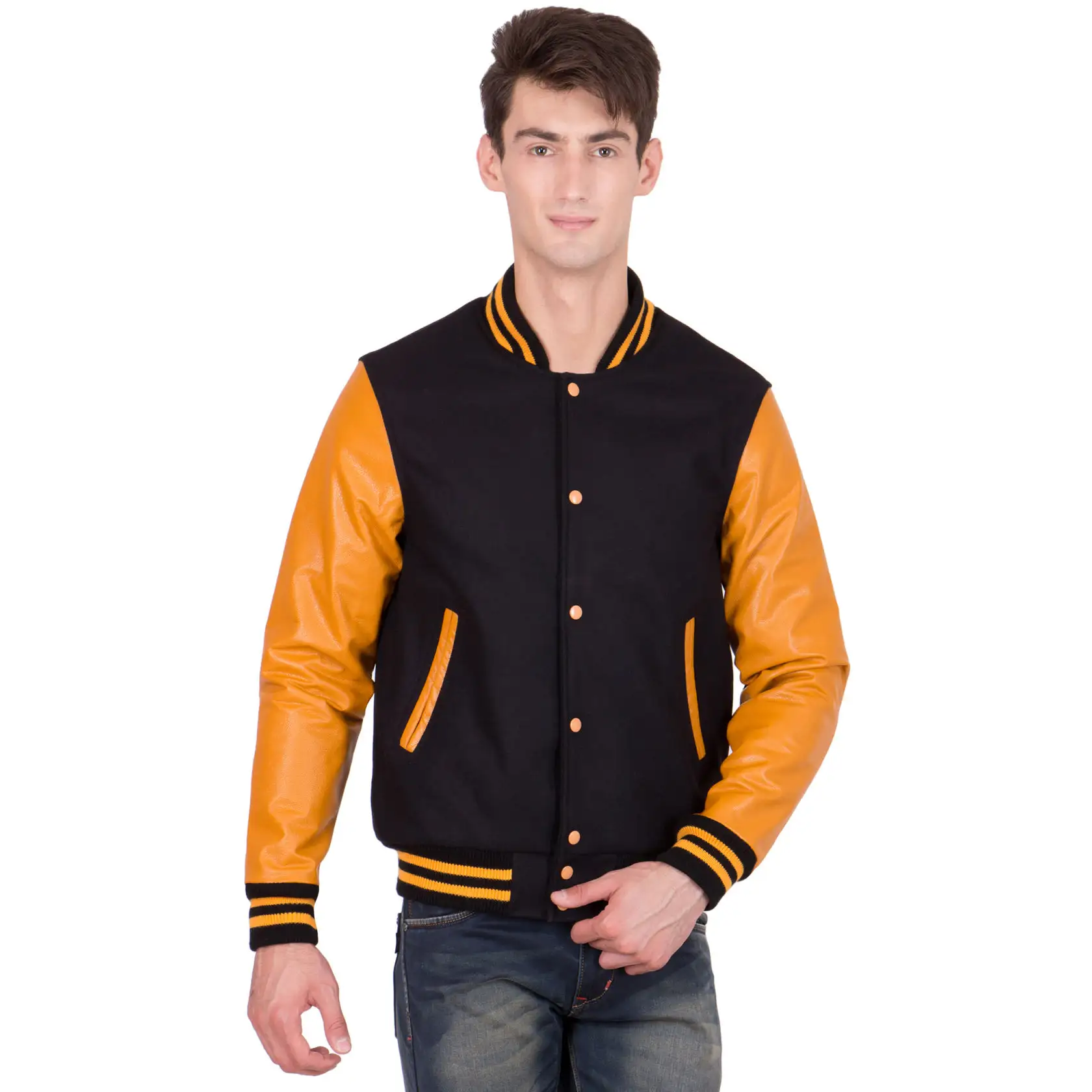 Chaqueta bordada personalizada, marca de moda, chaqueta de talla grande holgada de punto, chaquetas virsity personalizadas para hombre