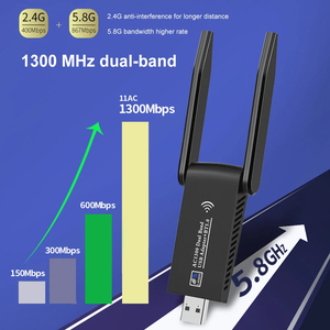 デスクトップPC用USBWiFiアダプター、ラップトップ用ワイヤレスネットワークアダプター、デュアルバンド2.4GHz 5GHz - Product Image 3