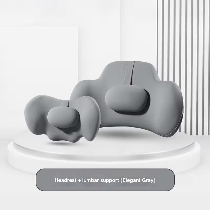 Support lombaire appui-tête gris élégant