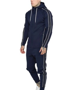 新款男士条纹运动服两件套拉链时尚春秋运动衫运动裤套装男士运动服加大码