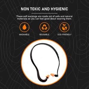 NRR 22dB Banded Silicone Ear <strong>Plugs</strong> Premium Quality Reusable Hearing Protection with Noise Reduction Function <strong>USA</strong> Based Stock - Product Image 1