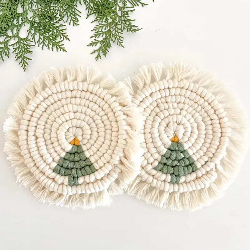 Posavasos de macramé hecho a mano, regalo de Navidad, decoración navideña, regalo para seres queridos, venta al por mayor, artesanía vietnamita