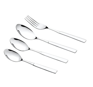 Stainless Steel Bulk Silver Plated With <strong>Red</strong> Rectangular Resin <strong>Handle</strong> <strong>Flatware</strong> Cutlery Set with Flat Modern Salad Server Set - Product Image 3