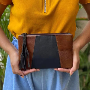 Designer Genuine Cowhide Leather Tassel <strong>Pouch</strong> for Women Fashionable Trendy High Quality Luxury Credit Card Holder Clutch Purse - Product Image 6