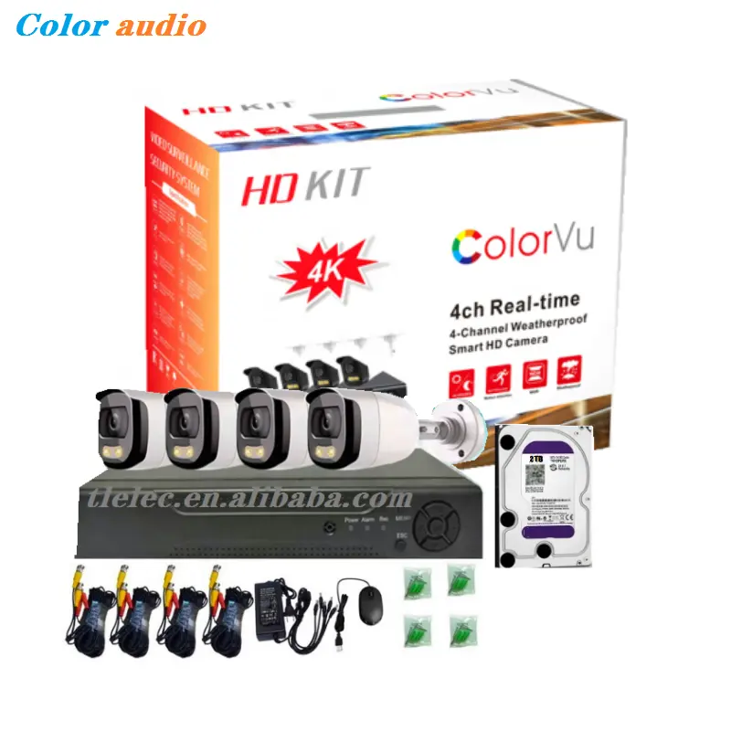 4 Kanal 3 Megapixel Audio Farbe Nachtsicht kamera Outdoor Home DVR Kit CCTV Webcam System 4k
