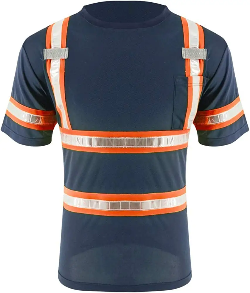 Hexaplus chemise de travail de construction de haute qualité respirante pour hommes chemises réfléchissantes de sécurité t-shirt bleu haute visibilité