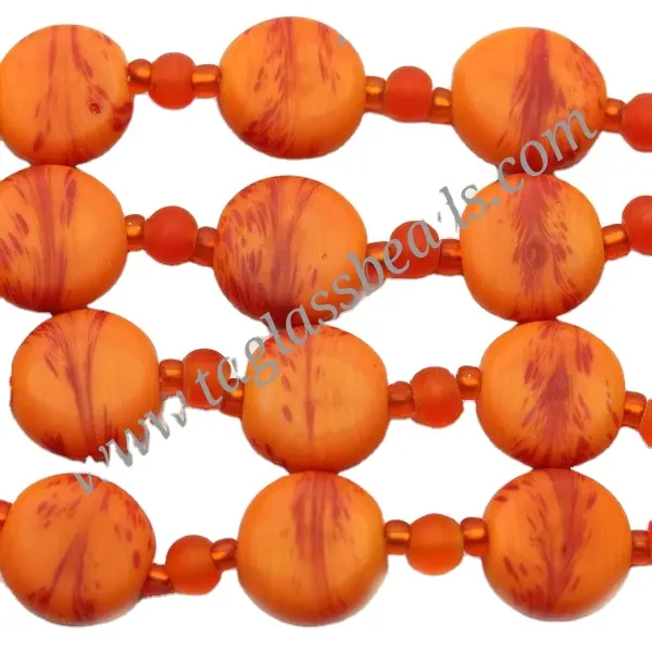 Multi Kleurrijke Glazen Kralen Voor Sieraden Maken Rode Werveling Indian Glas Linze 15Mm Kralen Streng Maat 12Mm Lage Prijs