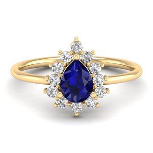 REYES kadınlar moda 925 ayar gümüş armut kesim 0.75 karat mavi safir taş yüzük özel Moissanite nişan takı