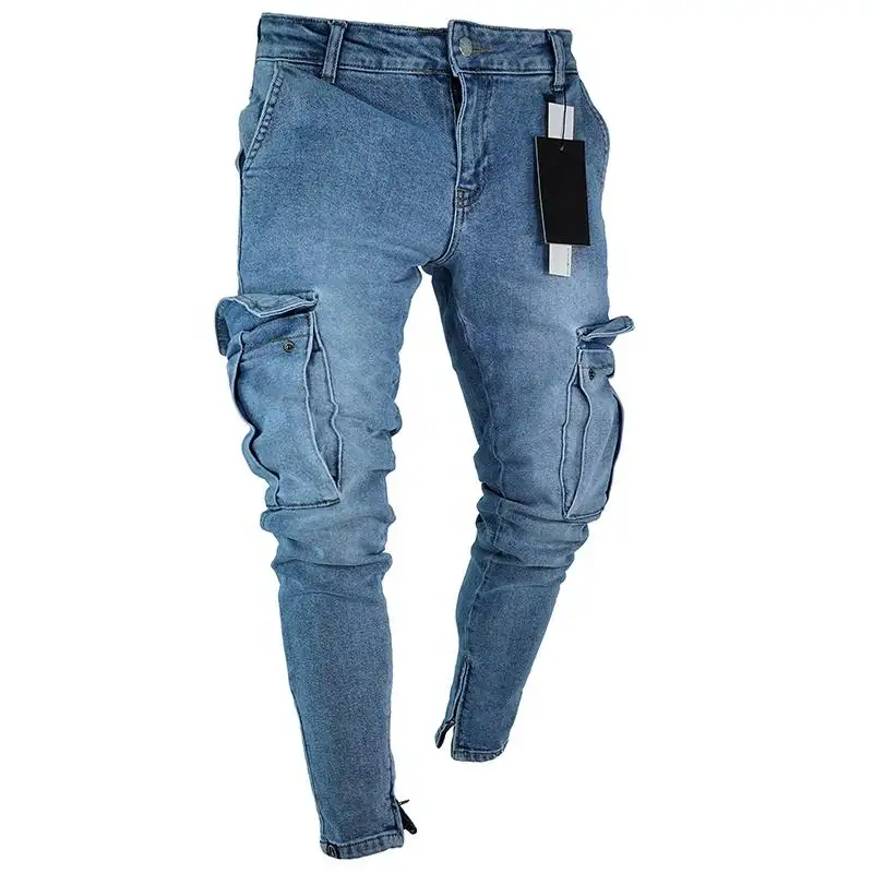 Nuovo arrivo vendita invernale logo personalizzato cargo pocket design jeans moda uomo