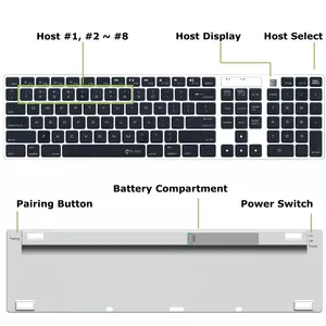 Teclado inalámbrico de tamaño completo de perfil bajo conmutable multidispositivo con operación de tijera numérica idiomas hebreo italiano - Product Image 5