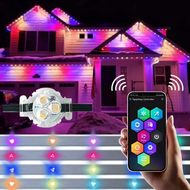 Outdoor-Pointlicht Ip68 Rgbw mit intelligenter Steuerung Urlaub Led Pixellicht Weihnachten Permanente Outdoor-Lichter 100 Fuß