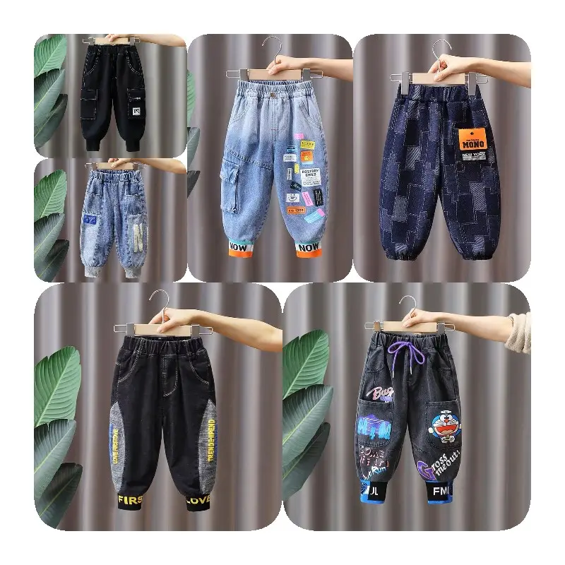 Spring and Autumn Children's Wear Pants Manufacturers Wholesale Boys' Jeans with Multiple Patterns and Various Pants