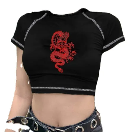 Crop top feminino de verão, top curto personalize o seu logotipo, cor sólida e confortável, respirável, manga curta, camisetas femininas