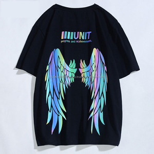 TシャツTシャツ100% コットンストリートウェア蛍光プリントカスタム発光ペイントメンズTシャツ