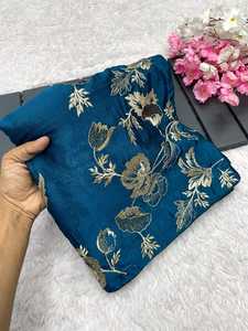 ผ้าส่าหรีผ้าบางเนื้อนิ่มปักลายสวยงามสำหรับเสื้อผ้าอินเดียแบบดั้งเดิม - Product Image 5