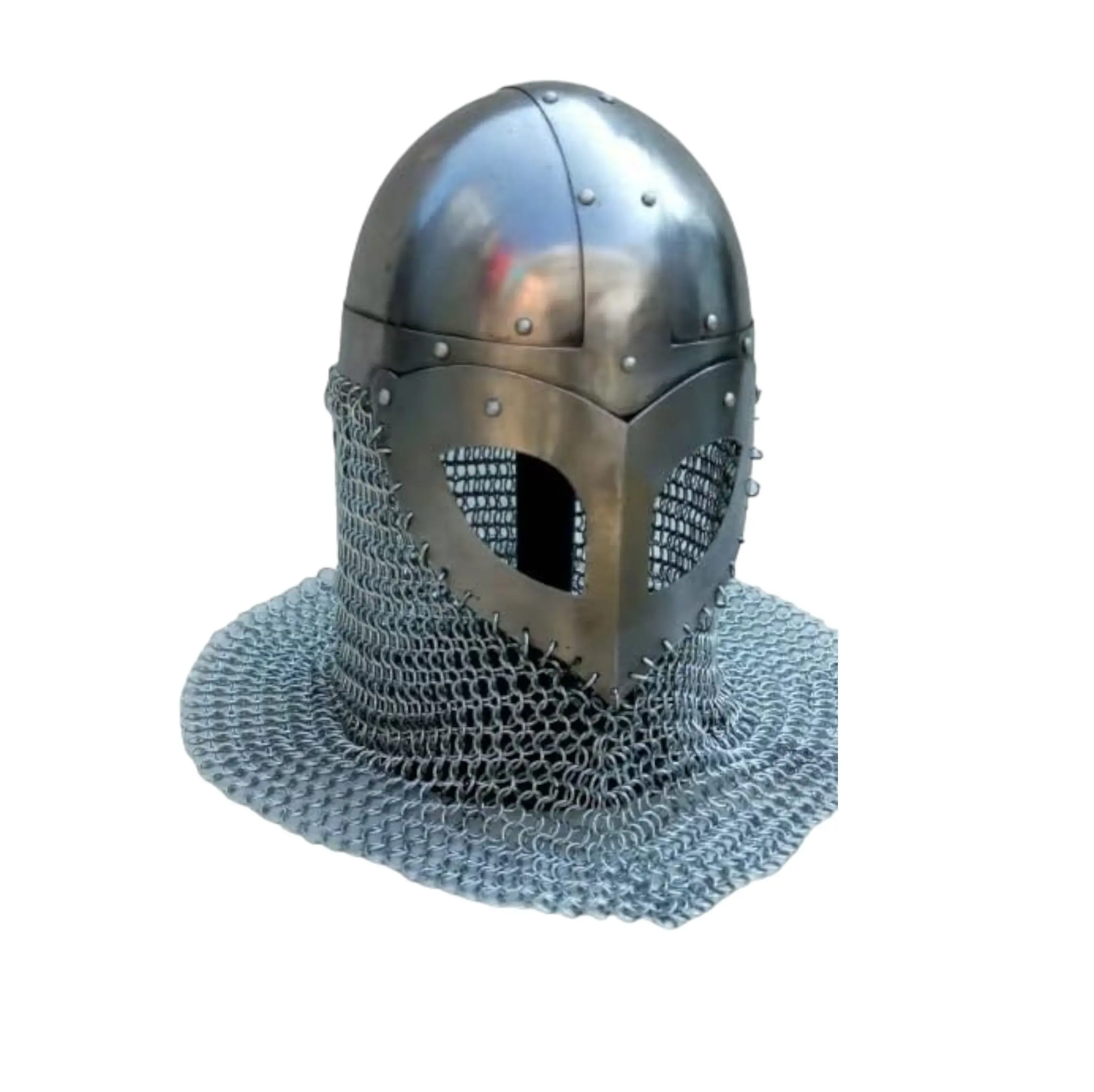 Medieval Helmet Viking Armour Helmet with Chain Mail Replica Armour Costume Medieval LARP Norman from India