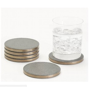 树脂材料人造玛瑙石看起来像紫色4杯垫4X0.2X4英寸餐具 - Product Image 4