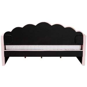 Freda daybed, kabuk şeklinde sırtlı katı ahşap çerçeve ve pembe kadife kumaştan yapılmıştır. - Product Image 5