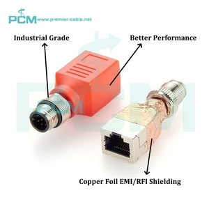M12 A-Code 8 Pin maschio A RJ45 presa adattatore rotante per automazione industriale Ethernet DeviceNet macchina fotografica - Product Image 4