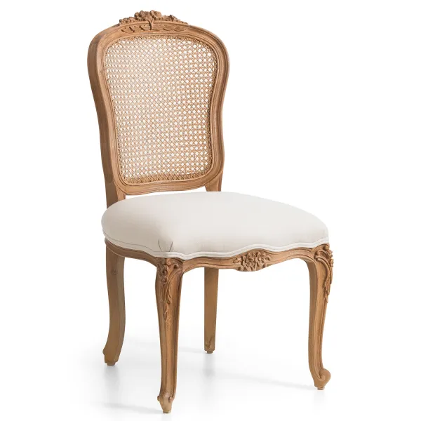 Cadeira de reprodução villeneuve oak, cadeira francesa de rattan traseira do quarto, a cadeira de jantar villeneuve é uma reprodução agradável
