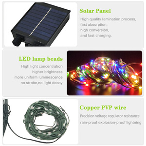Solar Green Leather Line Vierfarbige 8-Funktions-Lichterkette Garten dekoration im Freien Wasserdichtes Weihnachts licht - Product Image 4