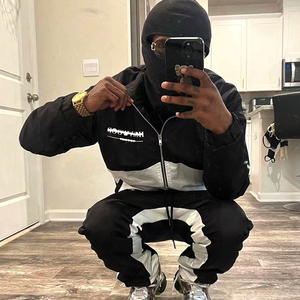 Özel süblimasyon Zip Up rüzgarlık ceket erkekler için Vintage 100% kırışık kabuk rüzgarlık naylon eşofman