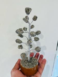 卸売最も売れている天然ペルー黄鉄鉱宝石の木癒しクラスター黄鉄鉱石クリスタルマネーツリー盆栽クリスマス用