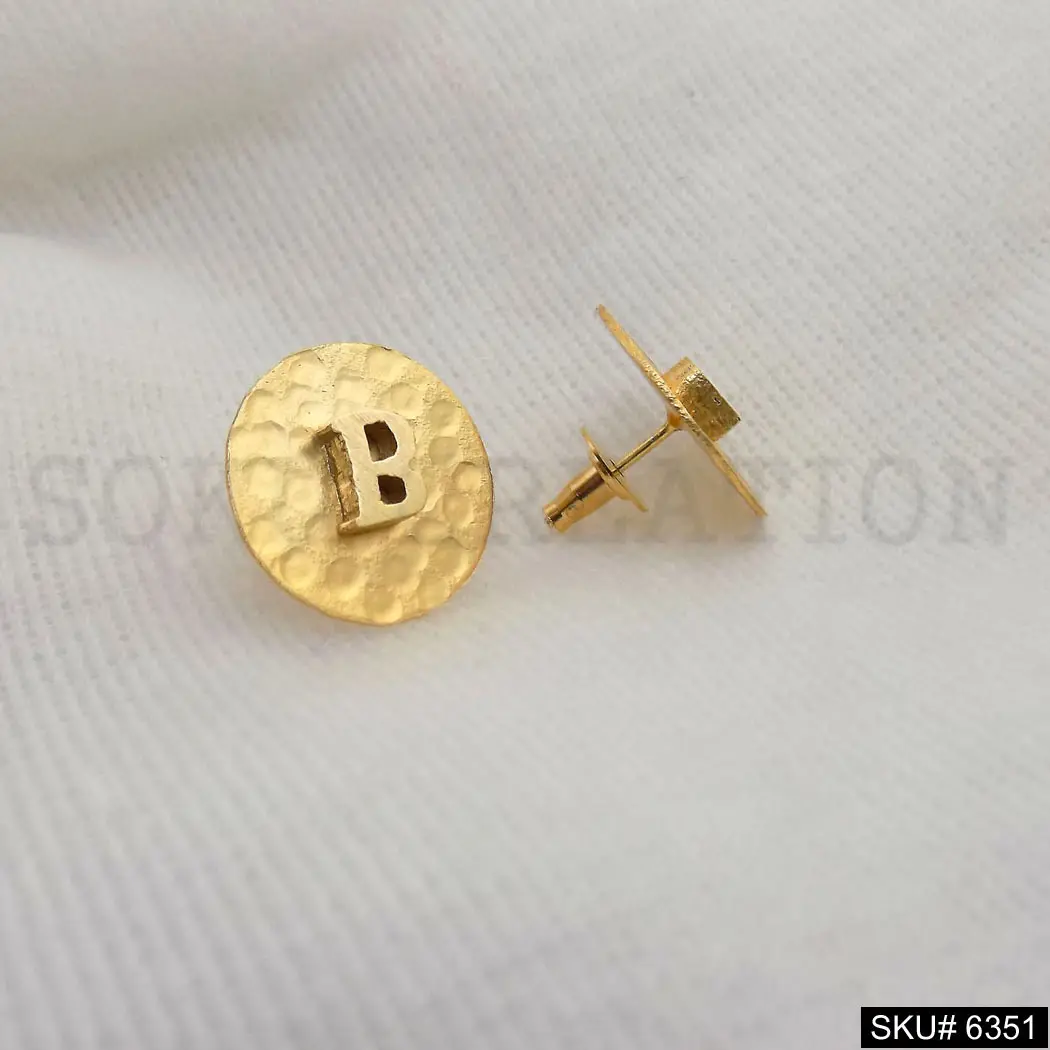 ต่างหูเม็ดเดี่ยวรูปตัวอักษร B ชุบทองทำด้วยมือสินค้าแฮนด์เมด SKU6351การปรับแต่งที่ทันสมัย