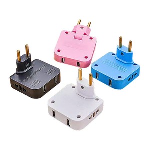 Adaptador de enchufe de viaje plegable 4 en 1 giratorio de 180 ° con enchufe doble USB, convertidor de enchufe múltiple de 5V/2A protegido OTP ultrafino - Product Image 1