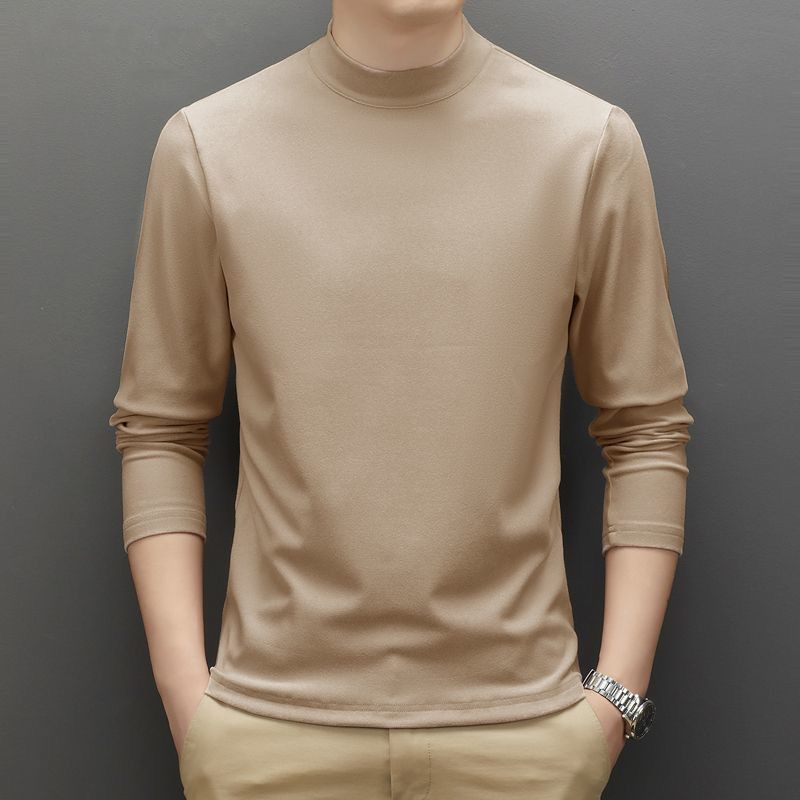 เสื้อคอเต่าครึ่งตัวสีกากีกำมะหยี่เยอรมัน