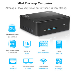 FanlessインダストリアルミニPC Intel Celeron N5095デュアルニックスRJ45 4Kデュアルランミニコンピュータ8GB RAM 512GB SSD - Product Image 2