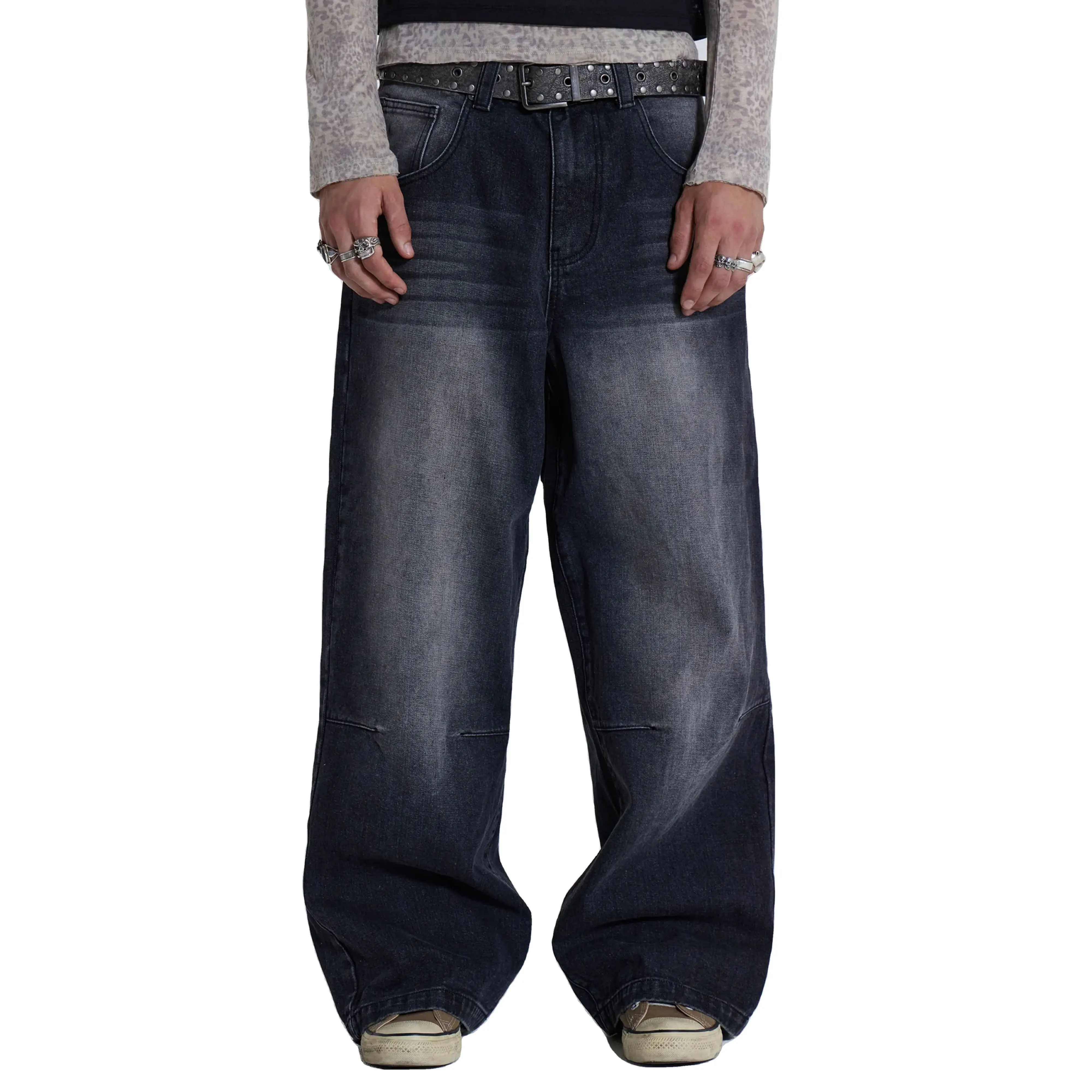 Cheap Streetwear Stack Denim Pantalones Algodón Baggy Stacked Jeans Hombres Pantalones rectos largos Pantalones de pierna ancha lavados para hombre