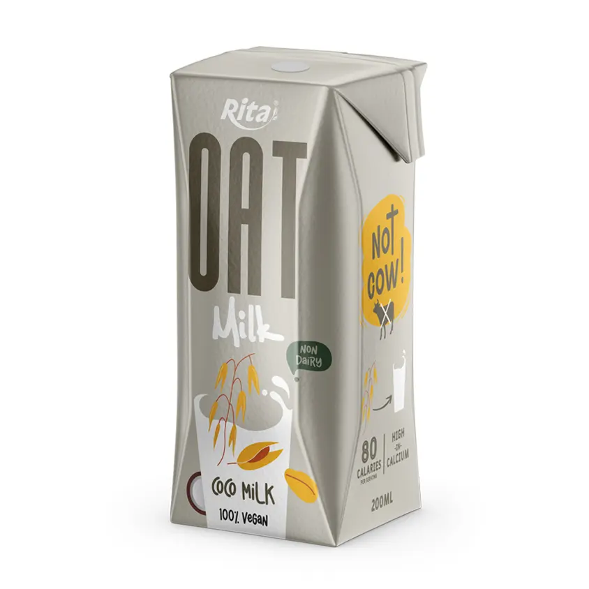 Caja de papel de 200ml, leche de Oat con sabor a leche de Coco, alta calidad, fabricante OEM ODM