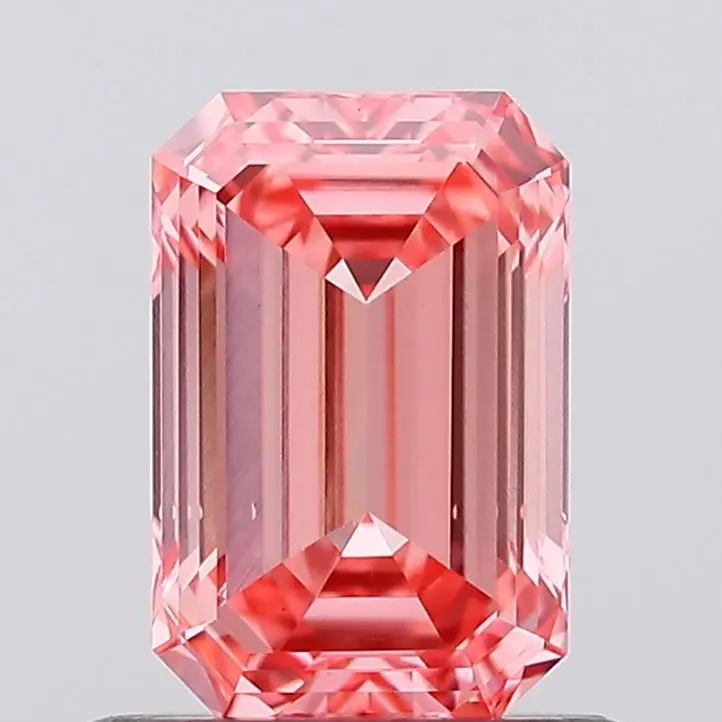 IGI 1.01 ct FV Pk mewah terang merah muda pemotongan zamrud Lab berlian tumbuh VVS2 Kejelasan untuk cincin pertunangan atau membuat perhiasan