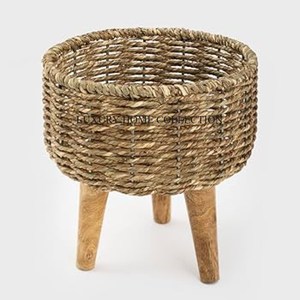 Deep Bowl Wooden <strong>Planter</strong> with Mop Work Design <strong>Planter</strong> Perfect for Displaying lush Greenery and Ferns at Sale Rate - Product Image 2