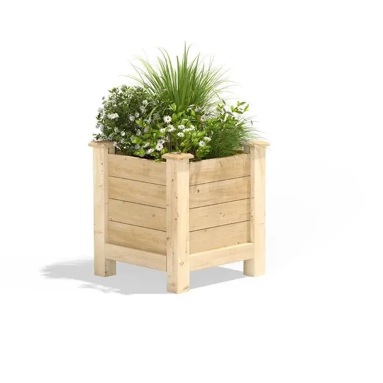 Maceta de madera para plantas al aire libre, caja de maceta Rectangular de madera, maceta para flores, impuestos más bajos, venta al por mayor
