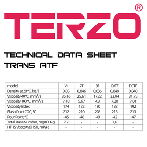 Yüksek viskozite indeksi ile TERZO Trans ATF DCTF tam sentetik DCTF yağı, düşük akma noktası, Modern DCT transmimanlar için aşınma önleyici - Product Image 5