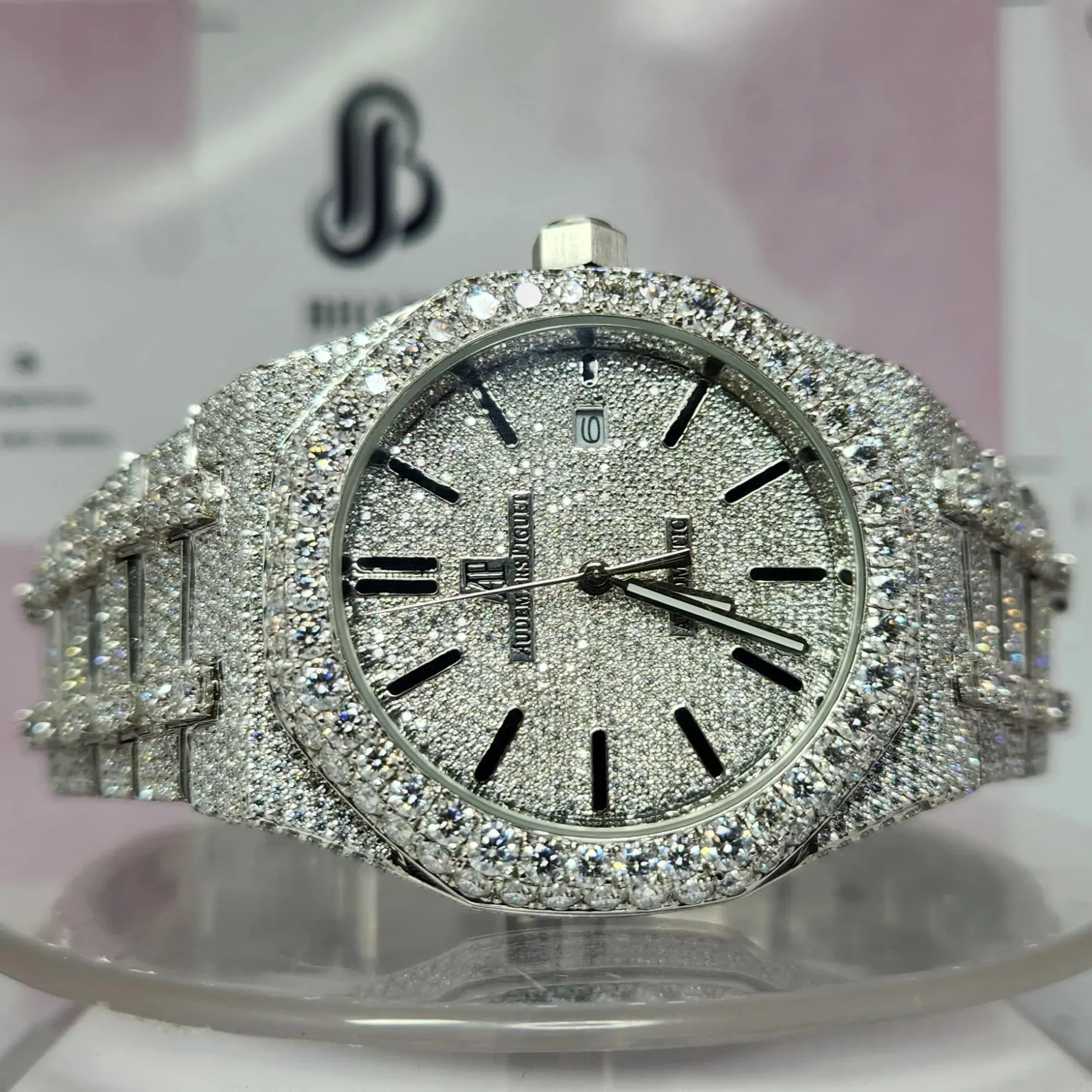 Reloj antiguo de calidad superior totalmente helado VVS Clarity Moissanite Diamond para hombres con entrega gratuita