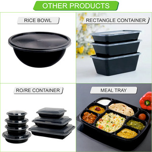 クラシックデザインリサイクルPPプラスチック500ml丸型食品保存容器漏れ防止ブラック/透明収納ボックス & ビン