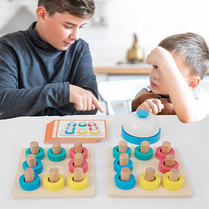 Ringtoss ของเล่นบล็อกไม้สำหรับเกมจับคู่สีเพื่อการศึกษาปฐมวัยจัดเรียงสี - Product Image 3