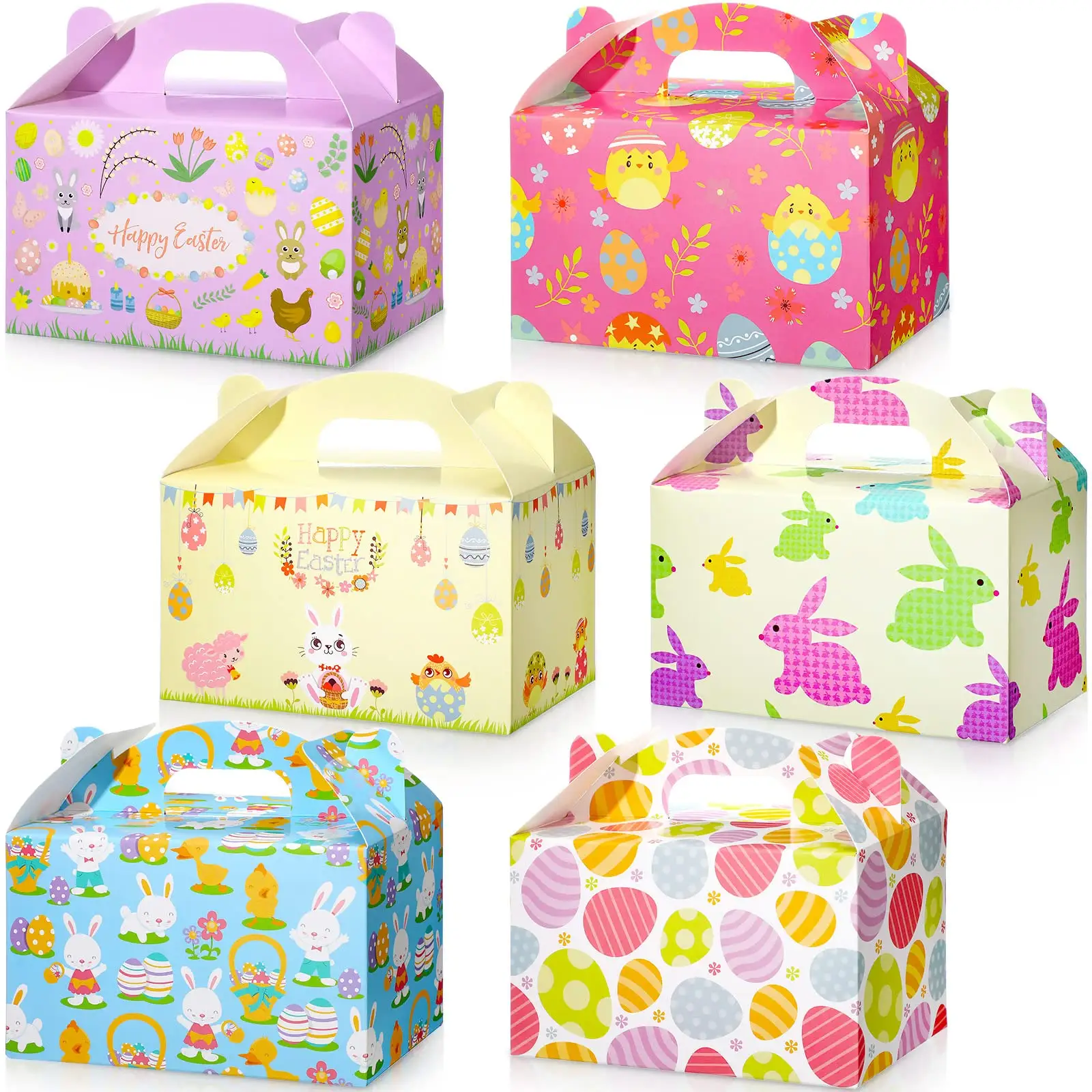 Caixa de papel para presente, cesta pequena com alça, recipiente para coelho, ovos, presentes infantis, caixas de lembrancinhas de Páscoa