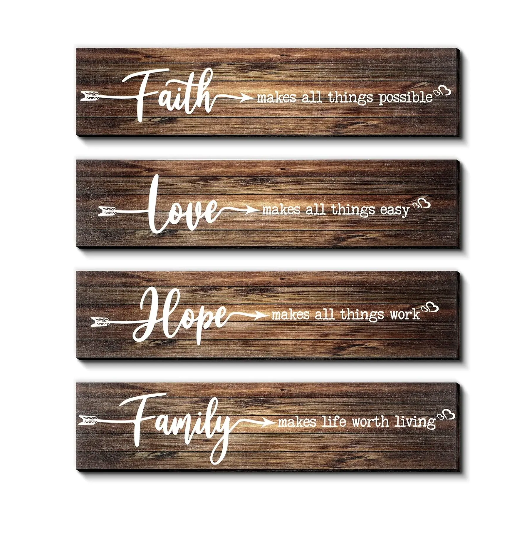 4 Stück rustikales Holz schild Wand dekor Glaube macht alle Dinge möglich Zitat Zeichen rustikale Liebe Hoffnung Familie Holz Zeichen nach Hause