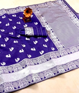 Newly Launched Soft Silk <strong>Sari</strong> with Weaving Silver Jeri and Rich Pallu with Beautiful Border Collection Women's - Product Image 2
